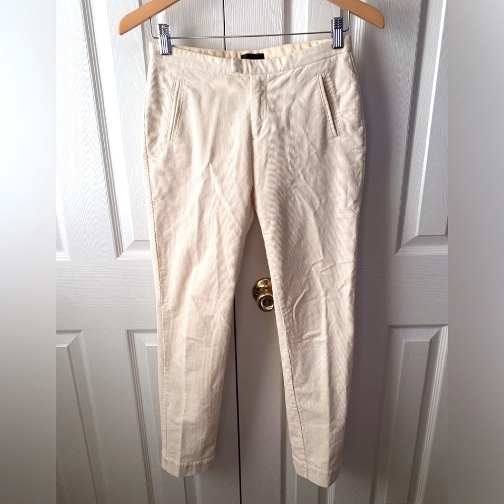 ATM Anthony Thomas Melillo Cream Stretch Corduroy Cropped Slim Pants SZ 0